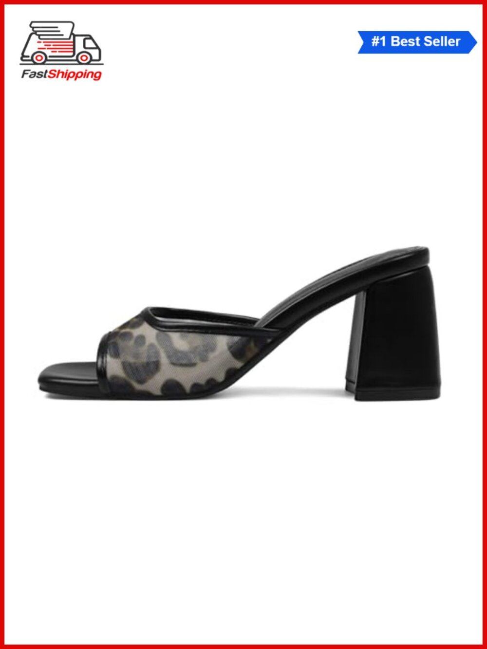 ✨Mattiventon Women's Mesh Block Heel Square Toe Slide Sandals Dressy Mule Heels